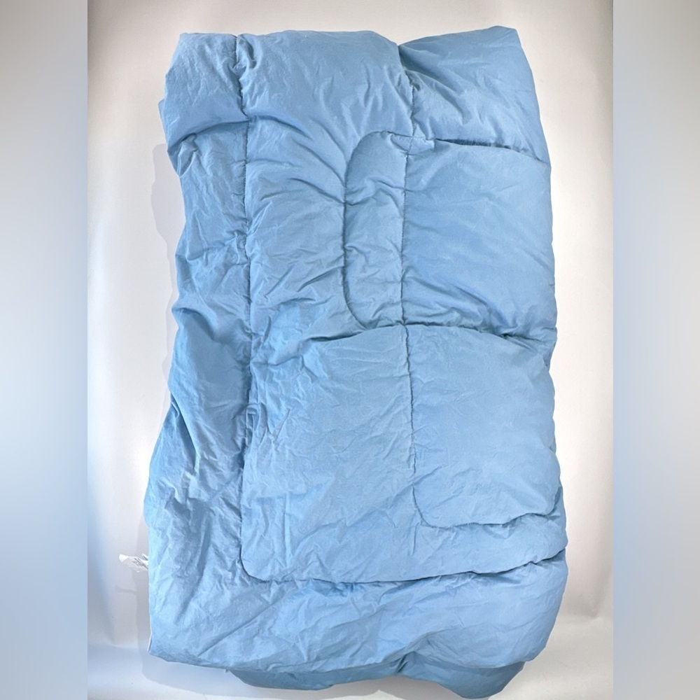 Pillowtex Goose Down Comforter Box Quilt Cotton Dusty Blue Queen - Picture 2 of 11